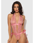 House of Desire Kiki Lace & Satin Drop Off Teddy - Rose LG