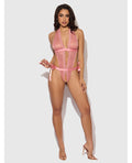 House of Desire Kiki Lace & Satin Drop Off Teddy - Rose SM - Image 3