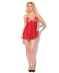 House of Desire Kiki Lace Halter Babydoll w/Open Back & Thong - Red SM - Image 3