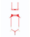 House of Desire Cecily Lace Cut-Out Bra & Thong w/Garter Straps - Red 3X/4X - Image 2