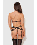 House of Desire Felicia Mesh and Lace Bralette w/Garter & G-String 3 pc Set - Leopard LG - Image 2