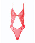 House of Desire Eden Scalloped Lace High Cut Teddy - Coral SM - Image 5