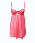 House of Desire Eden Mesh Chemise Mini Dress w/Keyhole Cutout Details - Coral MD - Image 5