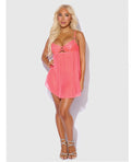 House of Desire Eden Mesh Chemise Mini Dress w/Keyhole Cutout Details - Coral SM - Image 3