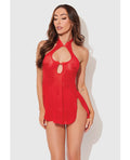 House of Desire Dragon Mesh & Applique Chemise w/G-String 2 pc Set - Red MD