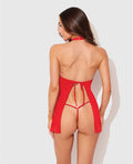 House of Desire Dragon Mesh & Applique Chemise w/G-String 2 pc Set - Red MD - Image 2