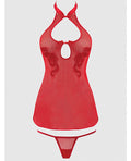House of Desire Dragon Mesh & Applique Chemise w/G-String 2 pc Set - Red SM - Image 3