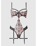 House of Desire Nova Lace Teddy w/Garters - Black LG - Image 4