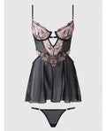 House of Desire Nova Lace & Mesh Babydoll w/G-String 2 pc Set - Black MD - Image 4