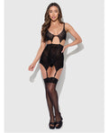 House of Desire Snake Velvet-Burnout Mesh Chemise & G-String Set - Black XL - Image 3