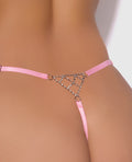 House of Desire Krystal Rhinestone Net Back G-String - Pink L/XL - Image 4