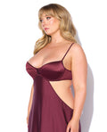 House of Desire Brigeta Satin Cut Out Long Dress - Burgundy 3X/4X - Image 3