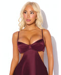 House of Desire Brigeta Satin Cut Out Long Dress - Burgundy MD - Image 3