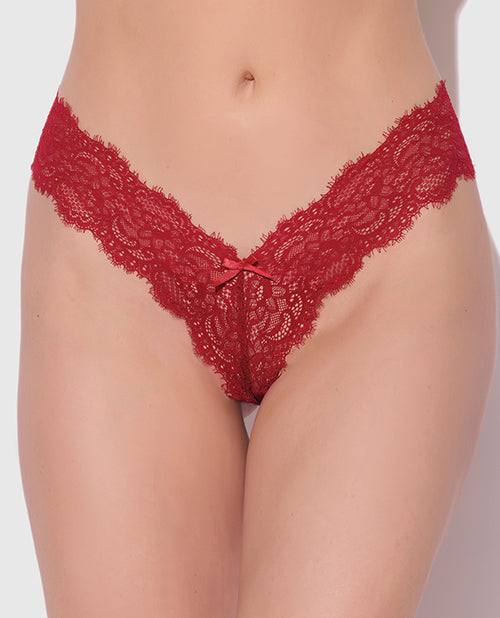 House of Desire Lana Sheer Lace V-Thong - Red LG