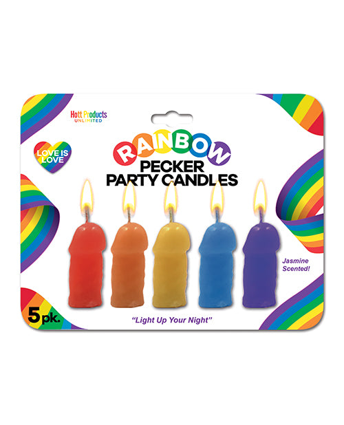 Bachelorette Party Rainbow Pecker Party Candles - Asst. Colors Pack of 5
