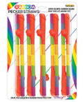 Rainbow Rainbow Pecker Straws Pack of 10