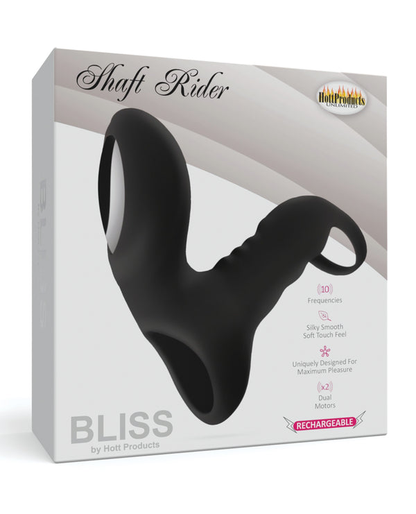 Bliss Bliss Shaft Rider Vibrating Cock Ring Sleeve - Black