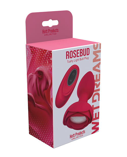 Hott Products Rosebud Tushy Light Up Butt Plug - Red