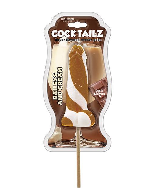 Hott Products Cock Tailz Liquor Flavored Pecker Pops - Baileys & Cream Tan/White Stripe