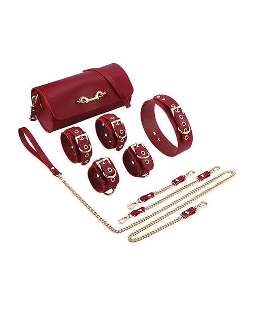 Honey Play Box Kinky Play Box Federico Luxurious Leather Restraint Kit - Red