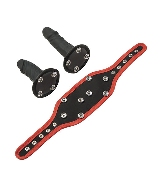 Honey Play Box Kinky Play Box Triple Thrill Strap-On Harness Kit - Black/Red