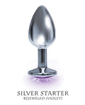 The 9s $$The 9's The Silver Starter Bejeweled Round Stainless Steel Plug - Violet - Image 2