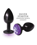 The 9s The 9's The Silver Starter Bejeweled Round Stainless-Steel Plug - Black/Violet - Image 2
