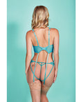 Glitter Riley Eyelash Lace Teddy w/Side Cutouts Teal SM - Image 2