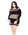 Glitter Nothing to Hide Nylon & Diamond Net Chemise Black QN