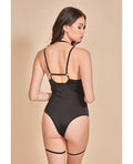 Hauty Strapped Up Garter Teddy w/Choker Black SM - Image 2
