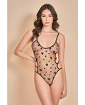 Hauty Heartburn Mesh & Velvet Teddy w/Open Back Black SM