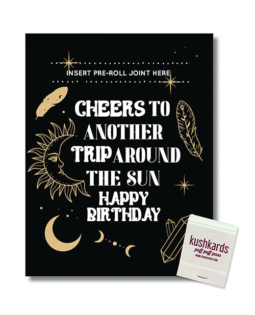 Kush Kards Cheers to Another Trip Around the World Greeting Card w/Matchbook