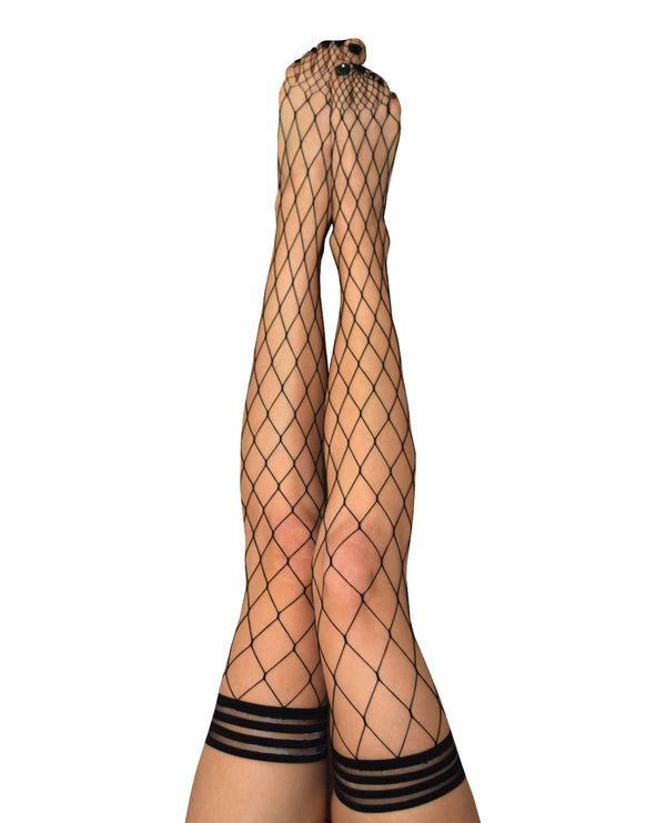 Kixies Kix'ies Michelle Large Fishnet Thigh High Black C