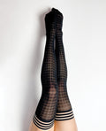 Kixies Kix'ies Meaghan Houndstooth Thigh High Black A