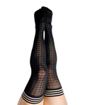Kixies Kix'ies Meaghan Houndstooth Thigh High Black C