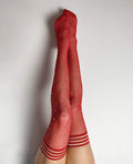 Kixies Kix'ies Joely Fishnet Rhinestone Thigh High Red A