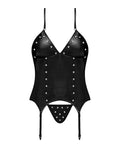 Lust by Magic Silk Lust Madame Corset w/Metal Garters & G-String Black S/M - Image 4