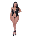 Lust by Magic Silk Lust Aura Crotchless Open Back Teddy Black QN