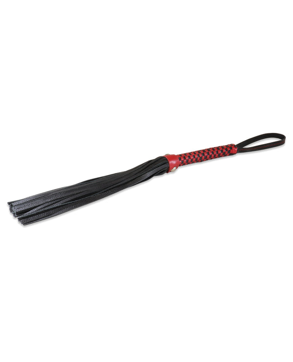Sultra Leather Sultra 16" Lambskin Flogger Classic Weave Grip - Black w/Red Woven Handle