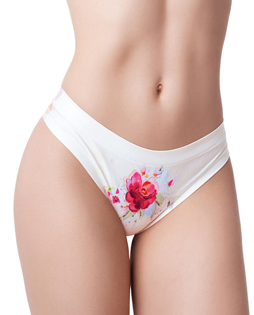 Mememe Mememe Flower Power Rose Printed Thong MD
