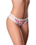 Exposed Sweet Treats Crotchless Thong w/Wicked Sensual Care Peach Lube - White L/XL