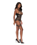 Exposed Seamless Halter Merry Widow w/Thigh Cuffs Black O/S - Image 3