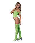 Exposed Seamless Strappy Body Stocking - Neon Green O/S - Image 2