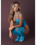 Exposed Seamless Strappy Body Stocking - Turquoise O/S - Image 3