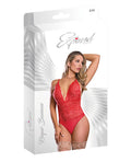 Exposed Risqu Business Lace & Mesh Teddy w/Snap Crotch Red L/XL - Image 5