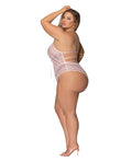 Exposed Seabreeze Strappy Back Teddy w/Snap Crotch Blush 2X - Image 2