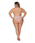 Exposed Seabreeze Strappy Back Teddy w/Snap Crotch Blush 2X - Image 3