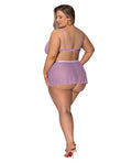 Exposed Girl Next Door Strappy Bralette w/Flirty Thong Skirt Lilac 2XL - Image 3