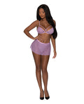 Exposed Girl Next Door Strappy Bralette w/Flirty Thong Skirt Lilac L/XL - Image 3