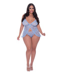 Exposed Ooh La Lace Babydoll & Split Crotch Panty Periwinkle QN